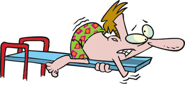 Clinging to Diving Board